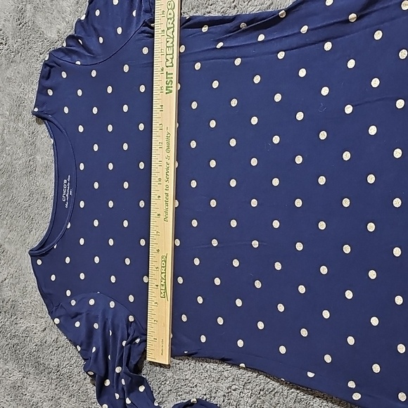 Chicos Ultimate Tee Blue and Gold Polka Dot Long Sleeve Stretch T-Shirt Size M - Picture 5 of 6